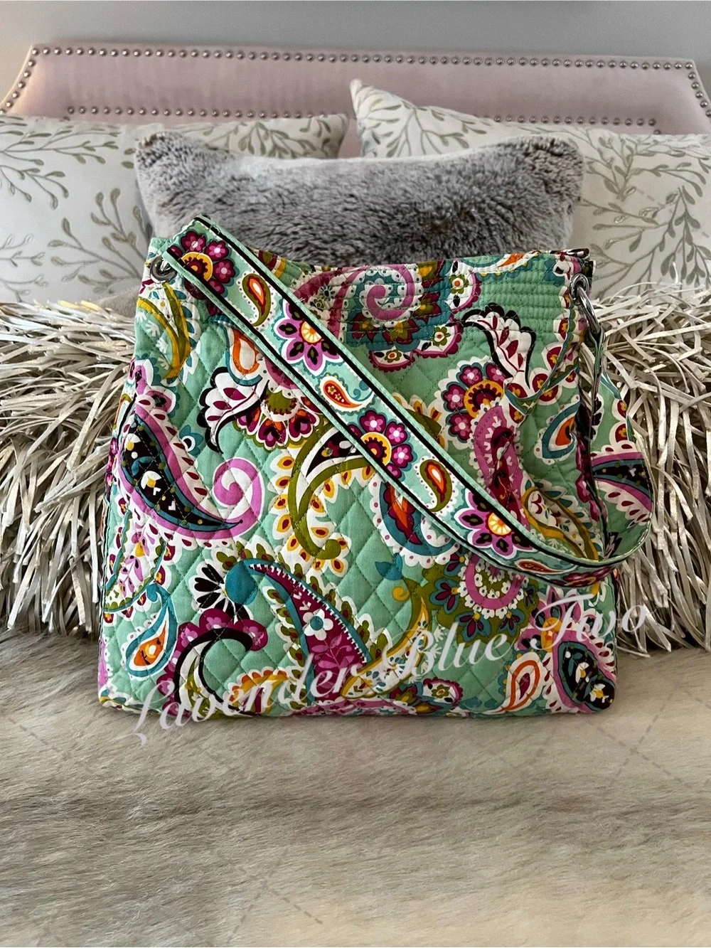 VERA BRADLEY Tutti Frutti 2013 Holiday Tote Green Pink Paisley Snap Satchel Y2K